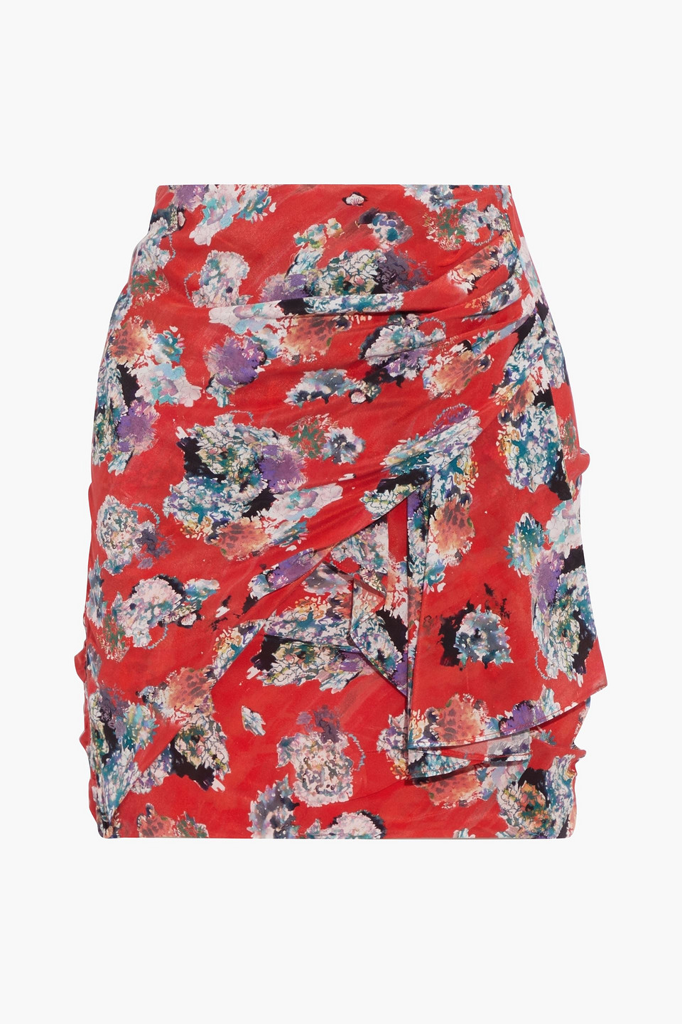 Suppie wrap-effect printed silk-crepe skirt