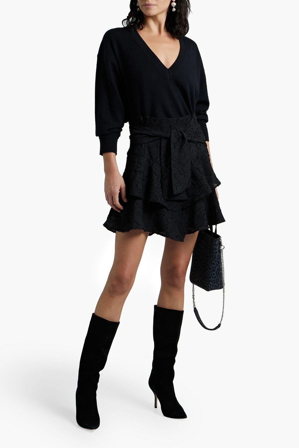 IRO Rakley tie-front metallic layered fil coupé mini skirt