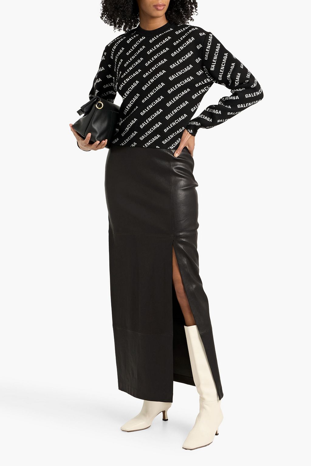 BALENCIAGA Cropped intarsia-knit sweater | THE OUTNET