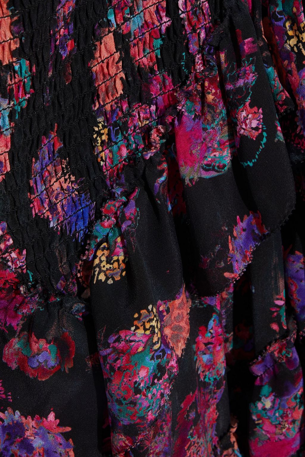 IRO Lakie shirred floral-print silk crepe de chine mini dress