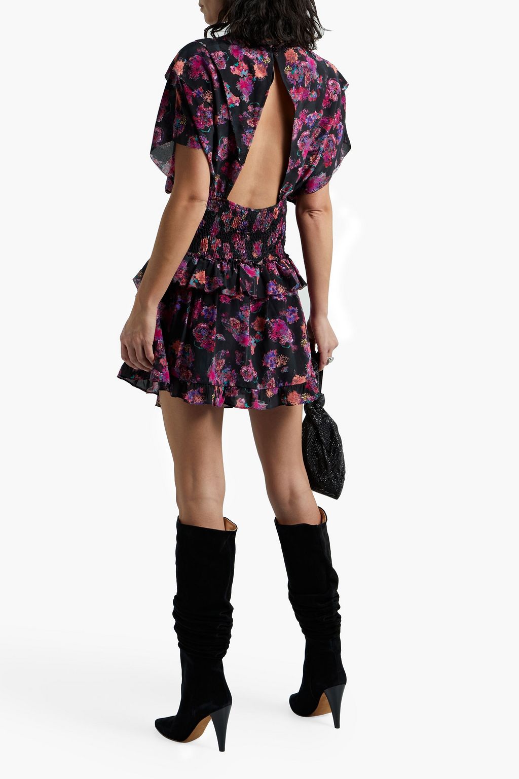 IRO Lakie shirred floral-print silk crepe de chine mini dress