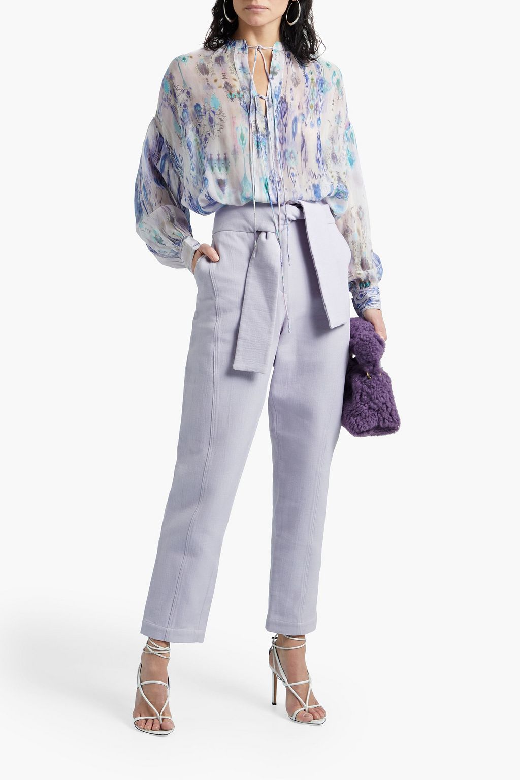 IRO Luklane tie-front cotton-twill tapered pants | THE OUTNET