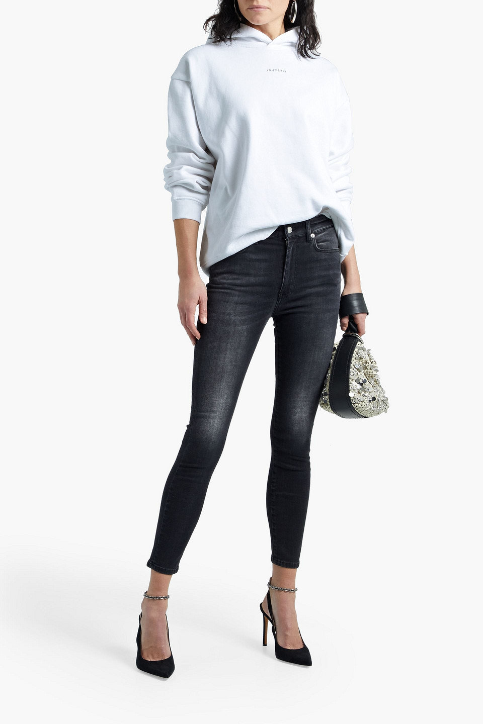 Iro Lise Oversized Printed French Cotton-terry Hoodie In White