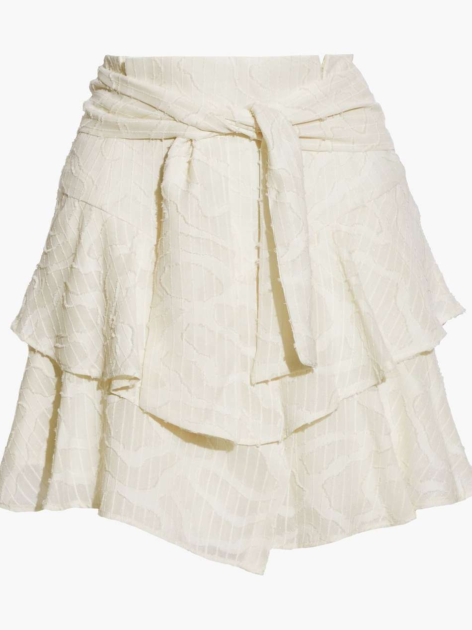rakley ruffled fil coupé chiffon mini skirt