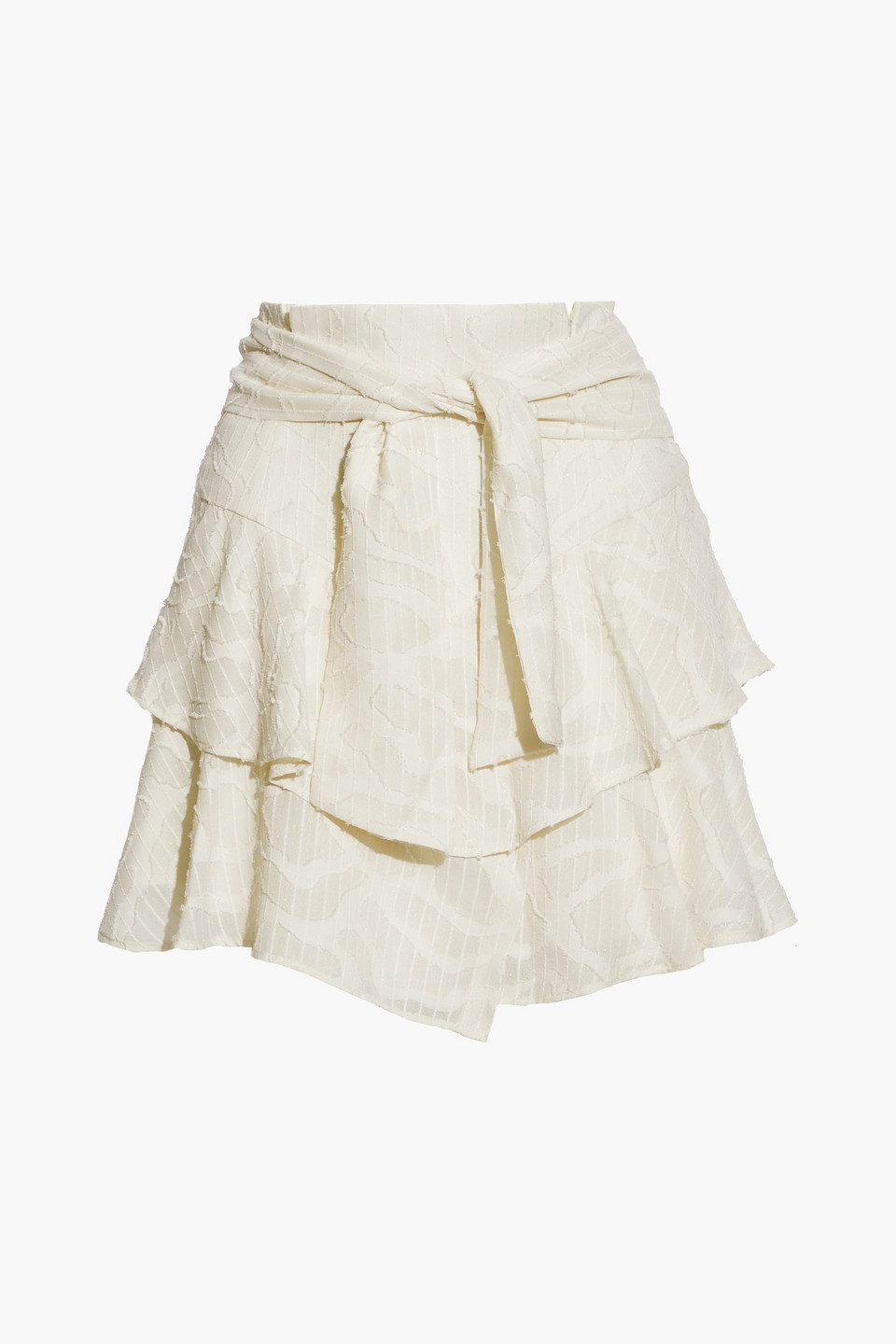 Rakley ruffled fil coupé chiffon mini skirt