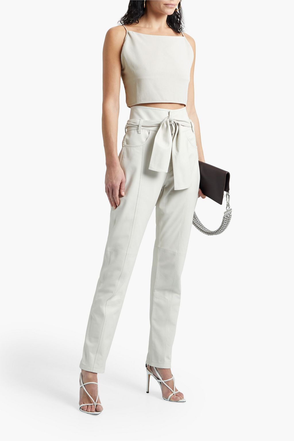IRO Lune cropped tie-back crepe camisole