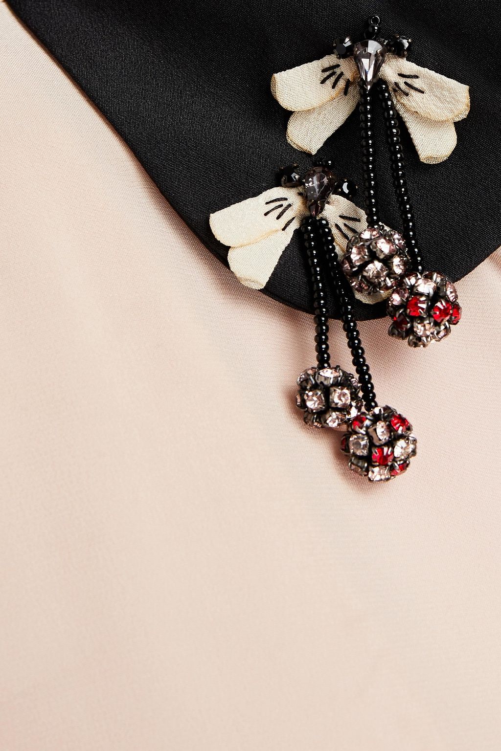 REDVALENTINO Zweifarbige Schluppenbluse aus Crêpe de Chine aus Seide mit Verzierung