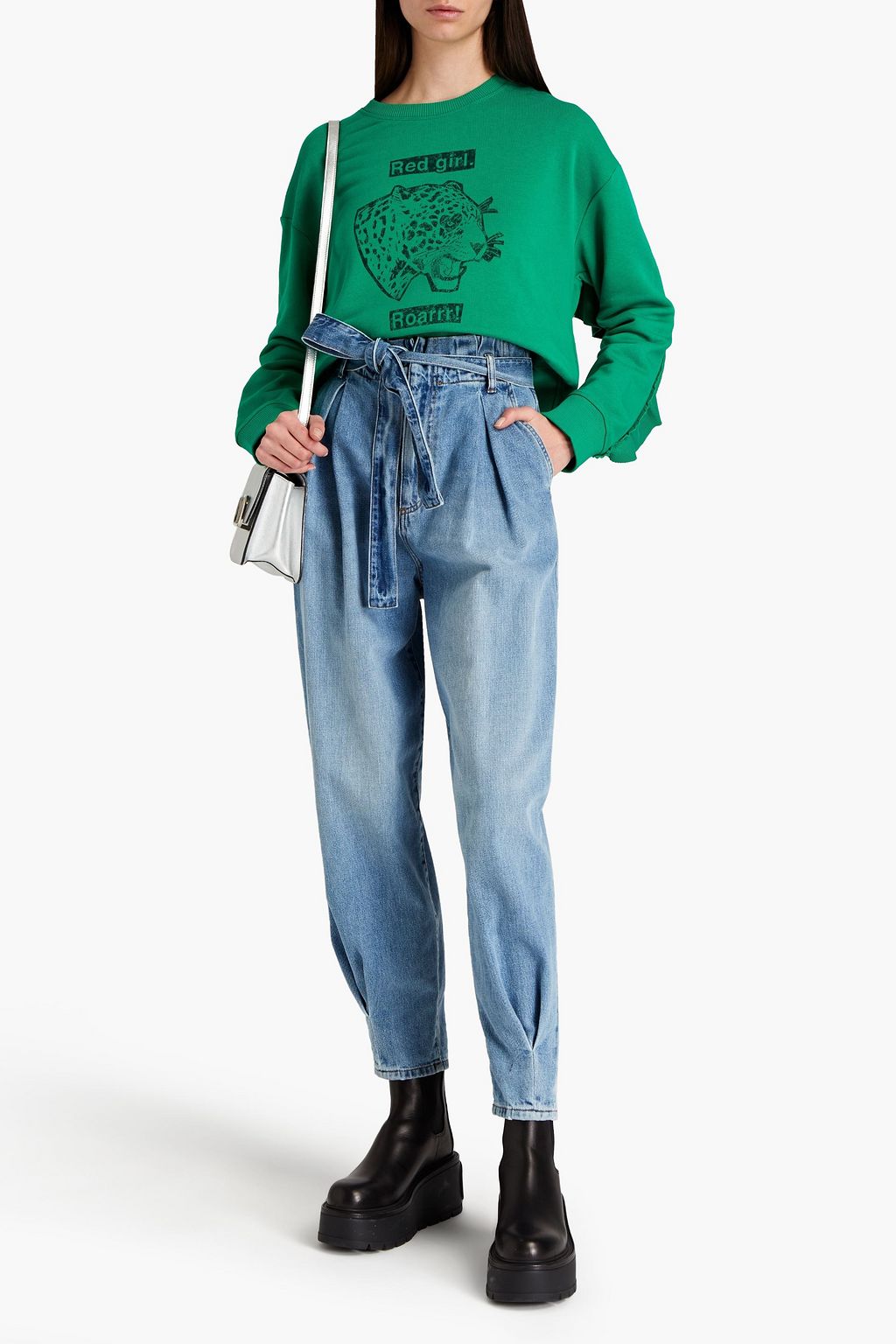 REDVALENTINO Pleated high-rise tapered jeans