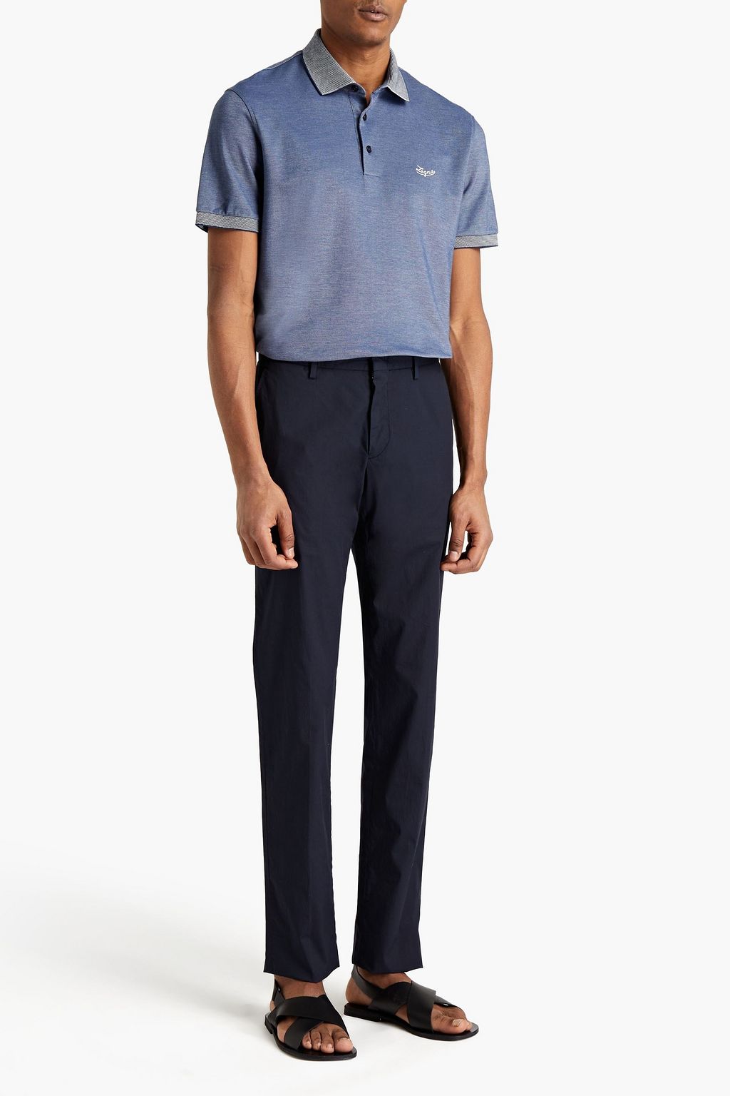 ZEGNA Logo-embroidered cotton-piqué polo shirt