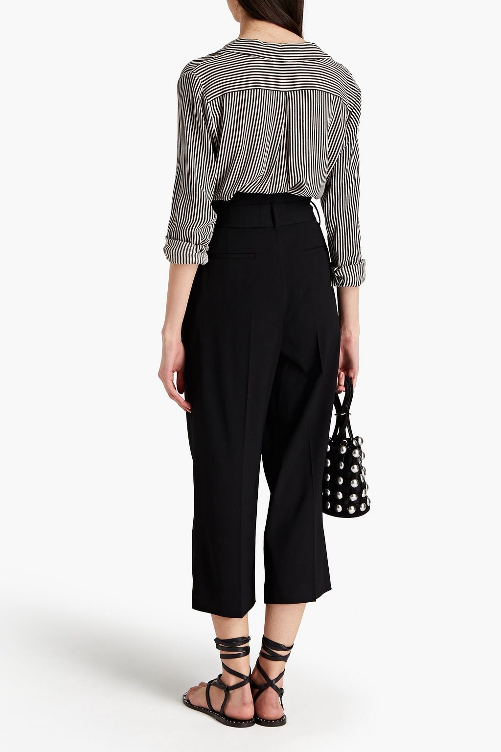 REDVALENTINO Cropped pleated twill straight-leg pants
