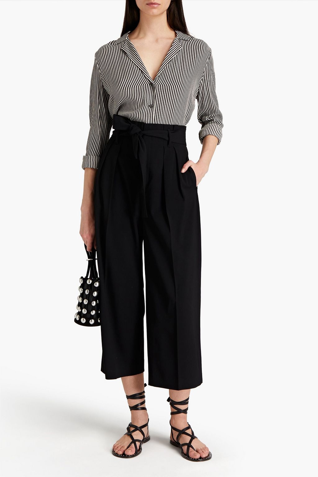 REDVALENTINO Cropped pleated twill straight-leg pants