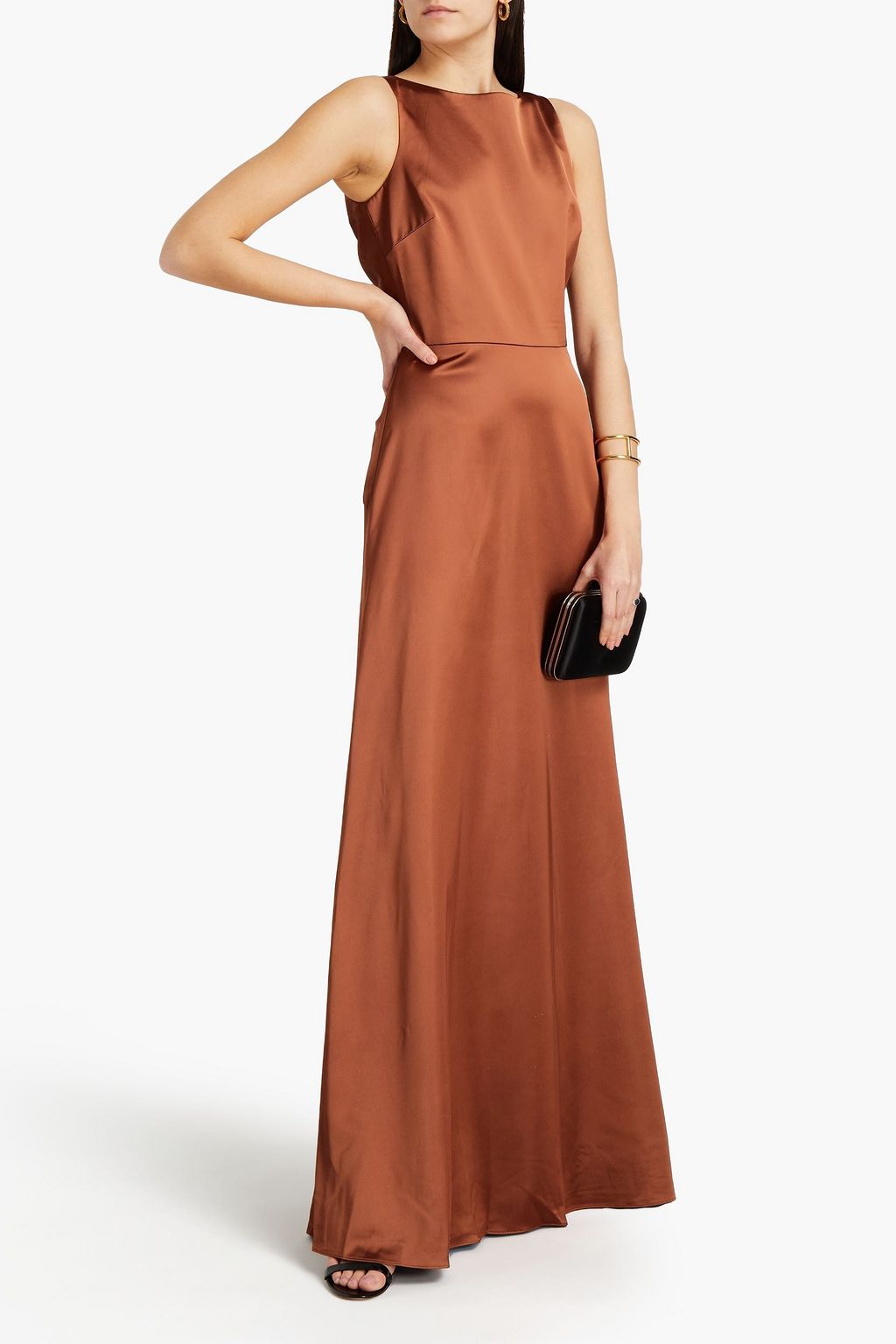 HALSTON Mia twist-back satin gown