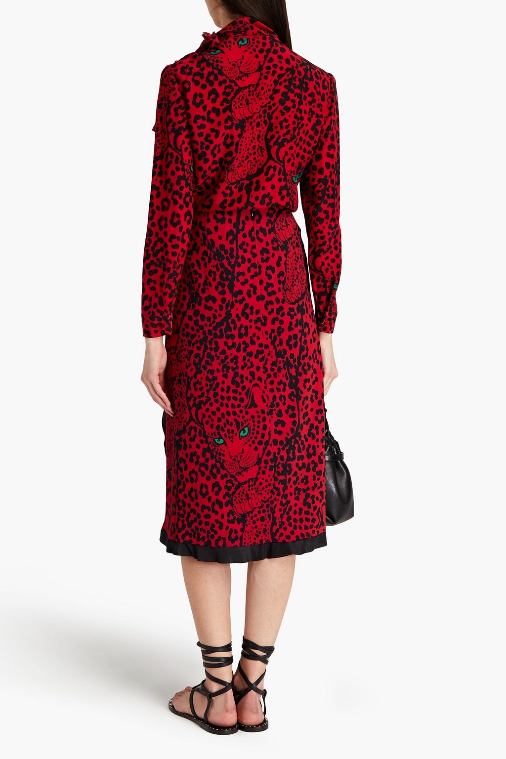 REDVALENTINO Pussy-bow printed silk crepe de chine blouse