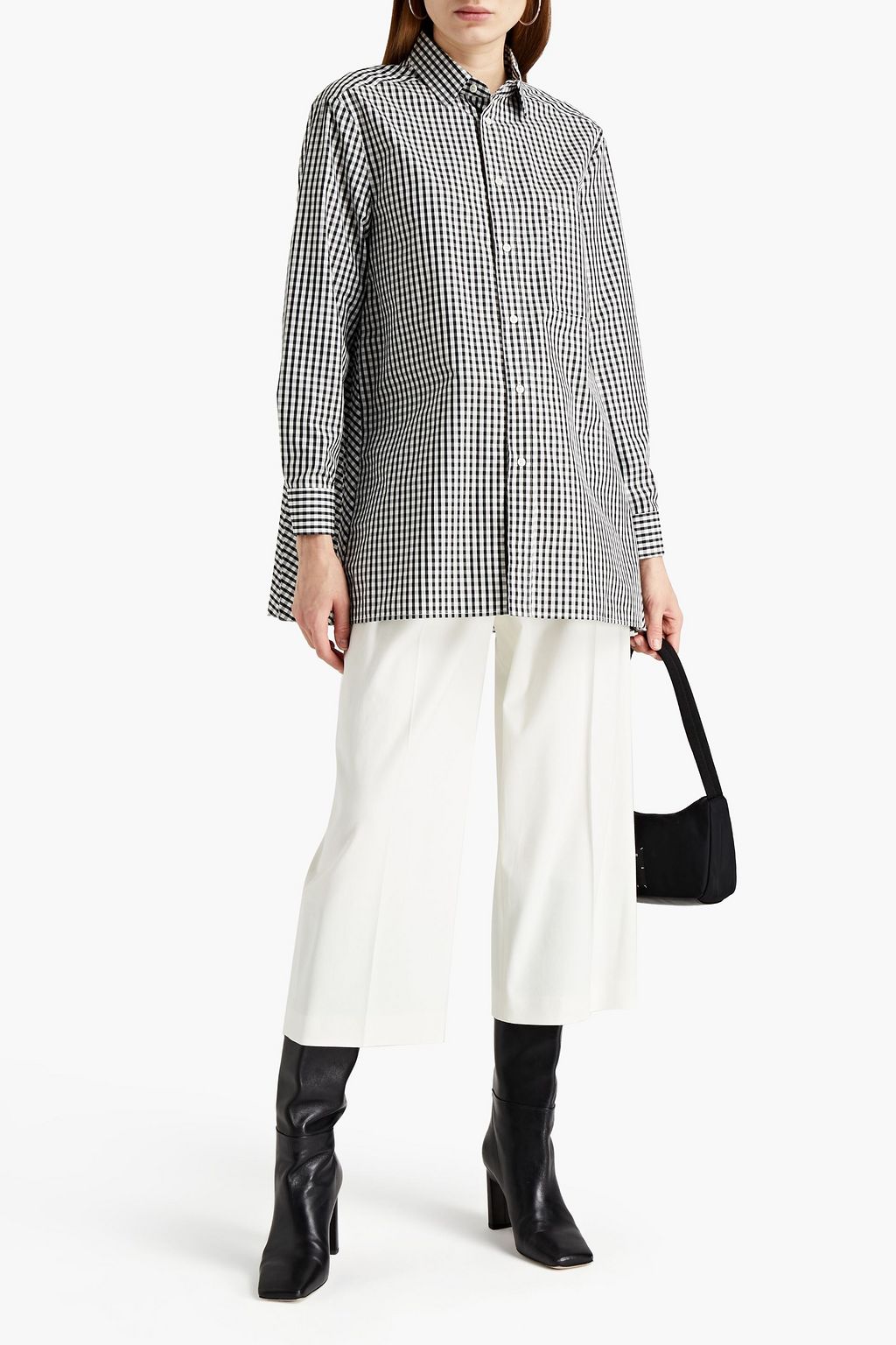 REDVALENTINO Gingham cotton-blend poplin shirt