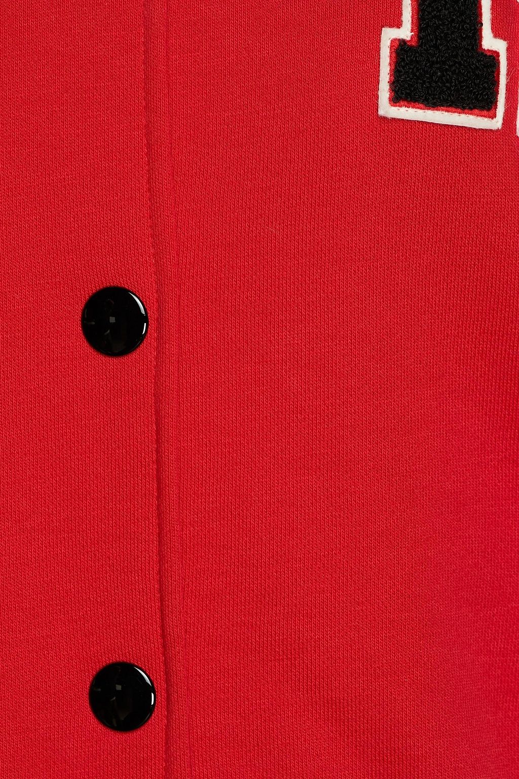 REDVALENTINO Point d'esprit-paneled French cotton-blend terry bomber jacket