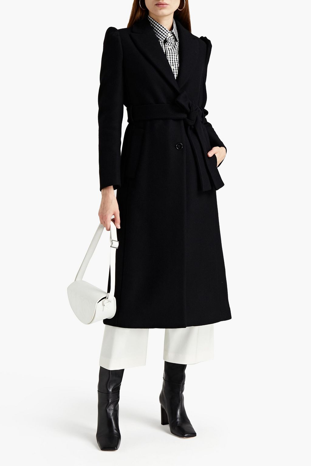 REDVALENTINO Belted wool-blend felt coat