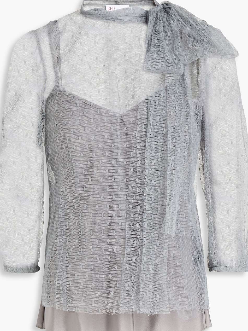 pussy-bow point d'esprit blouse