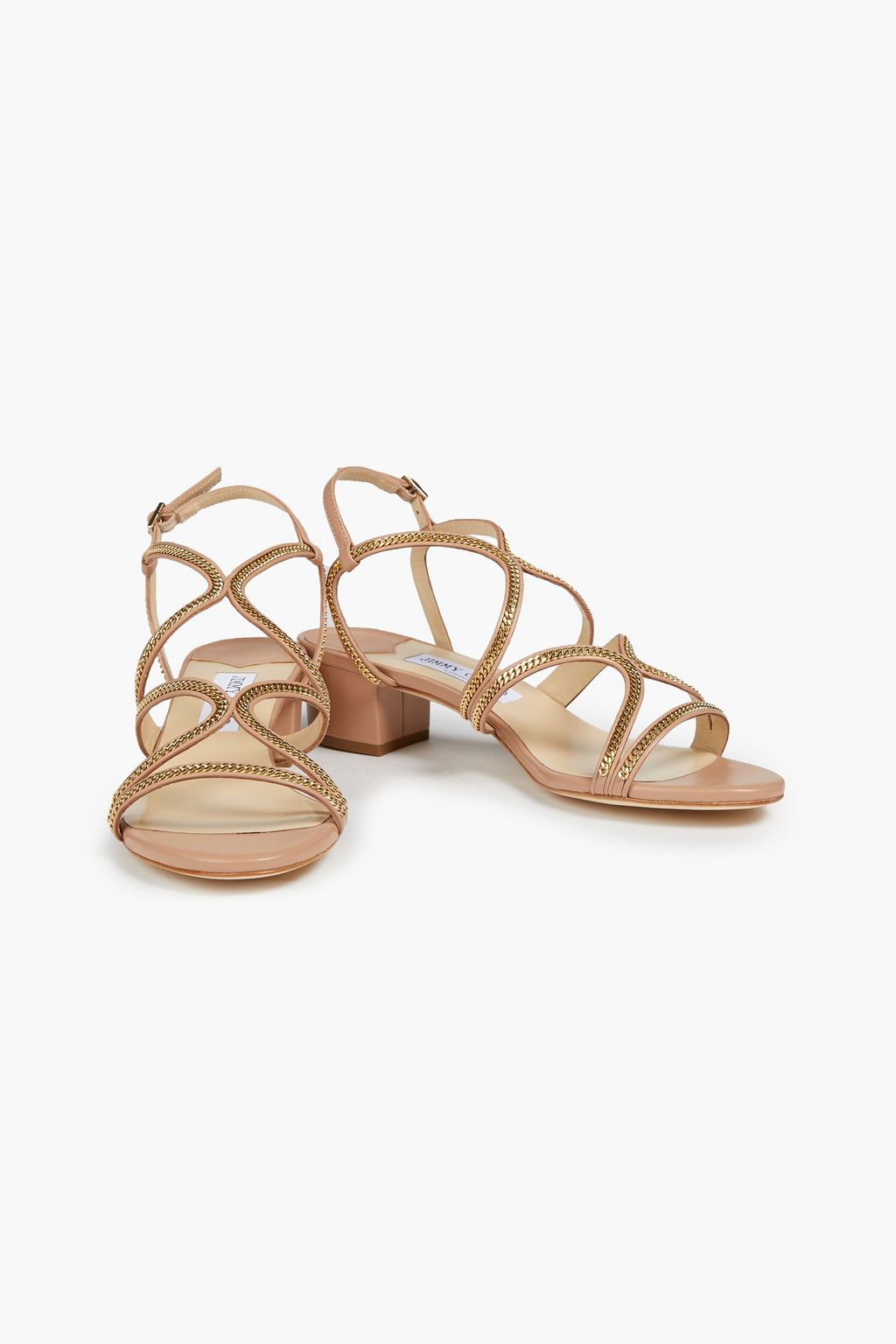 JIMMY CHOO Nickel 35 chain-trimmed leather sandals