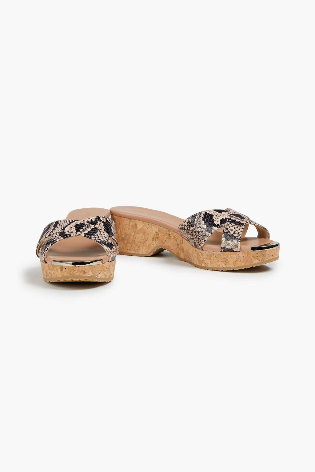 JIMMY CHOO Panna snake-effect leather platform mules