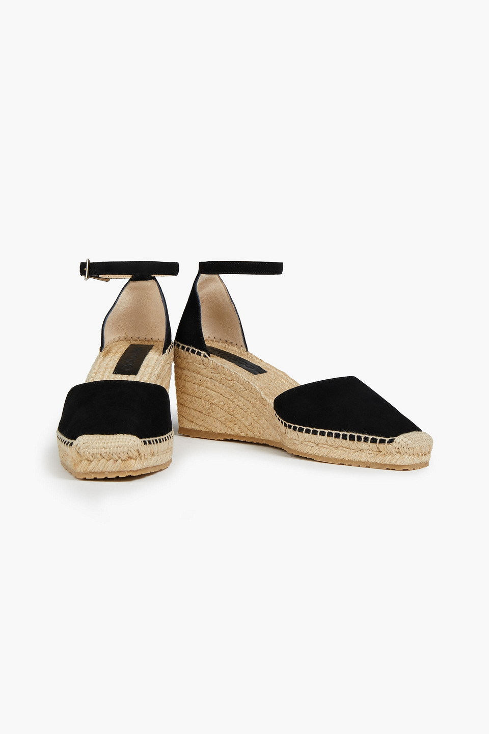 Jimmy Choo Layken 90 Suede Wedge Espadrilles In Black