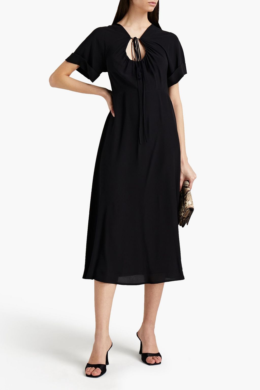 VICTORIA BECKHAM Gathered silk crepe de chine midi dress