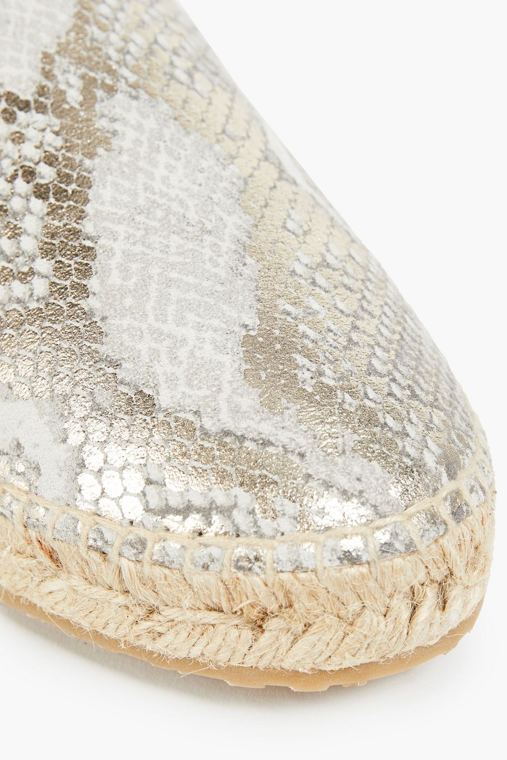 JIMMY CHOO Lichi metallic snake-print leather espadrilles