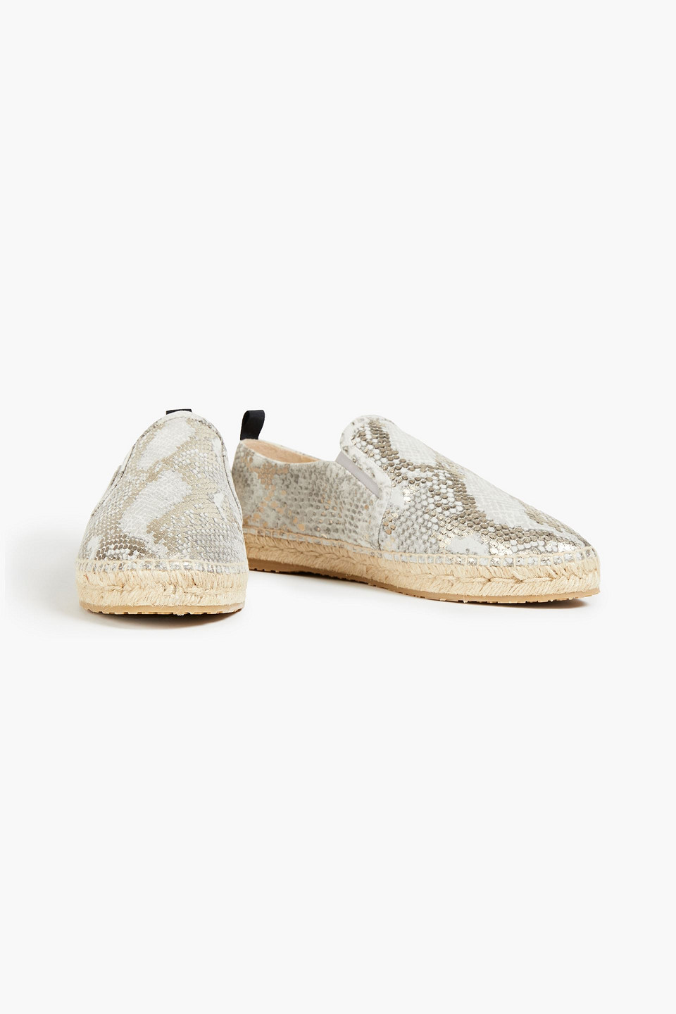 Jimmy Choo Lichi Metallic Snake-print Leather Espadrilles In Gold