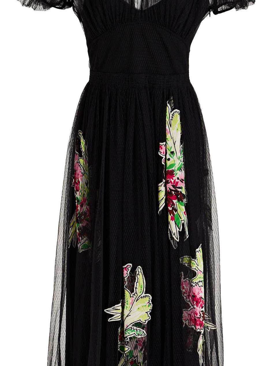 appliquéd point d'esprit midi dress