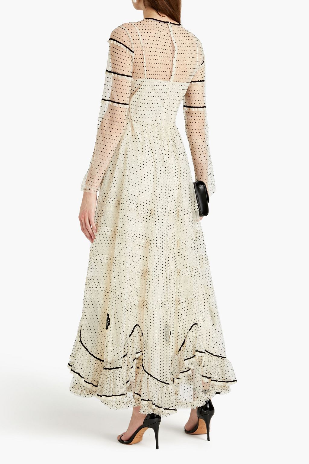 REDVALENTINO Lace-trimmed flocked tulle gown