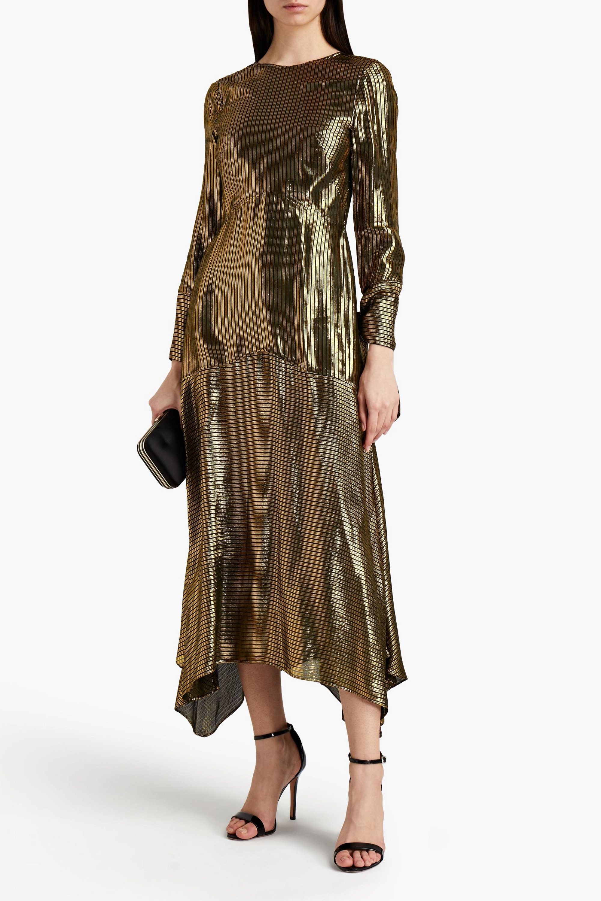 Victoria Beckham Cutout lamé midi dress