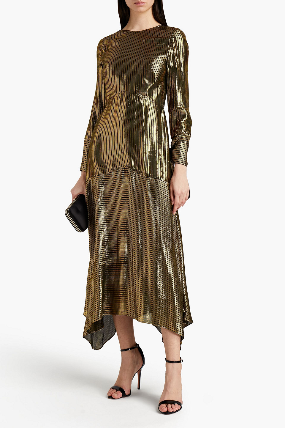 Victoria Beckham Cutout Lamé Midi Dress In Gold