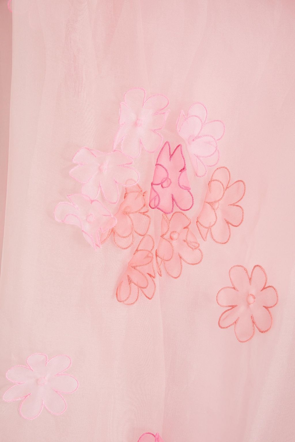 REDVALENTINO Floral-appliquéd gathered organza midi dress
