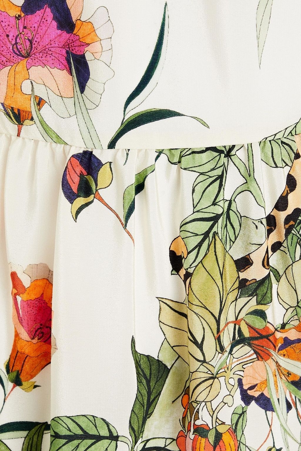 REDVALENTINO Gathered floral-print silk crepe de chine midi dress