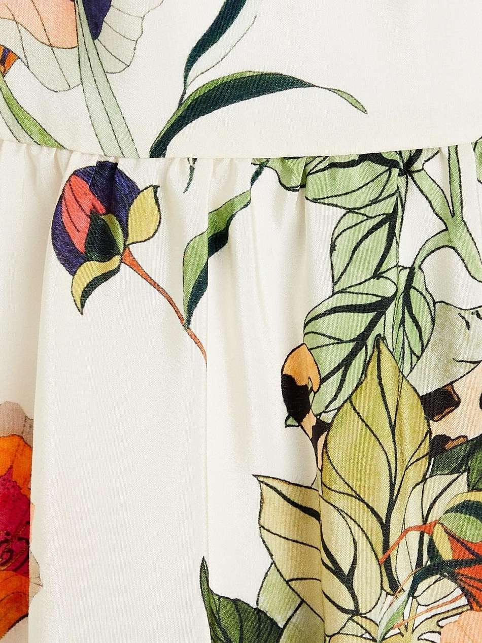 gathered floral-print silk crepe de chine midi dress