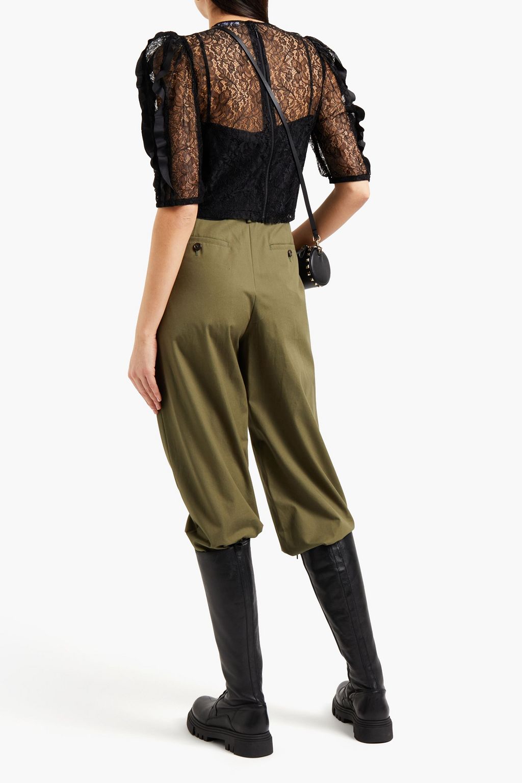 REDVALENTINO Cropped ruffled cady top