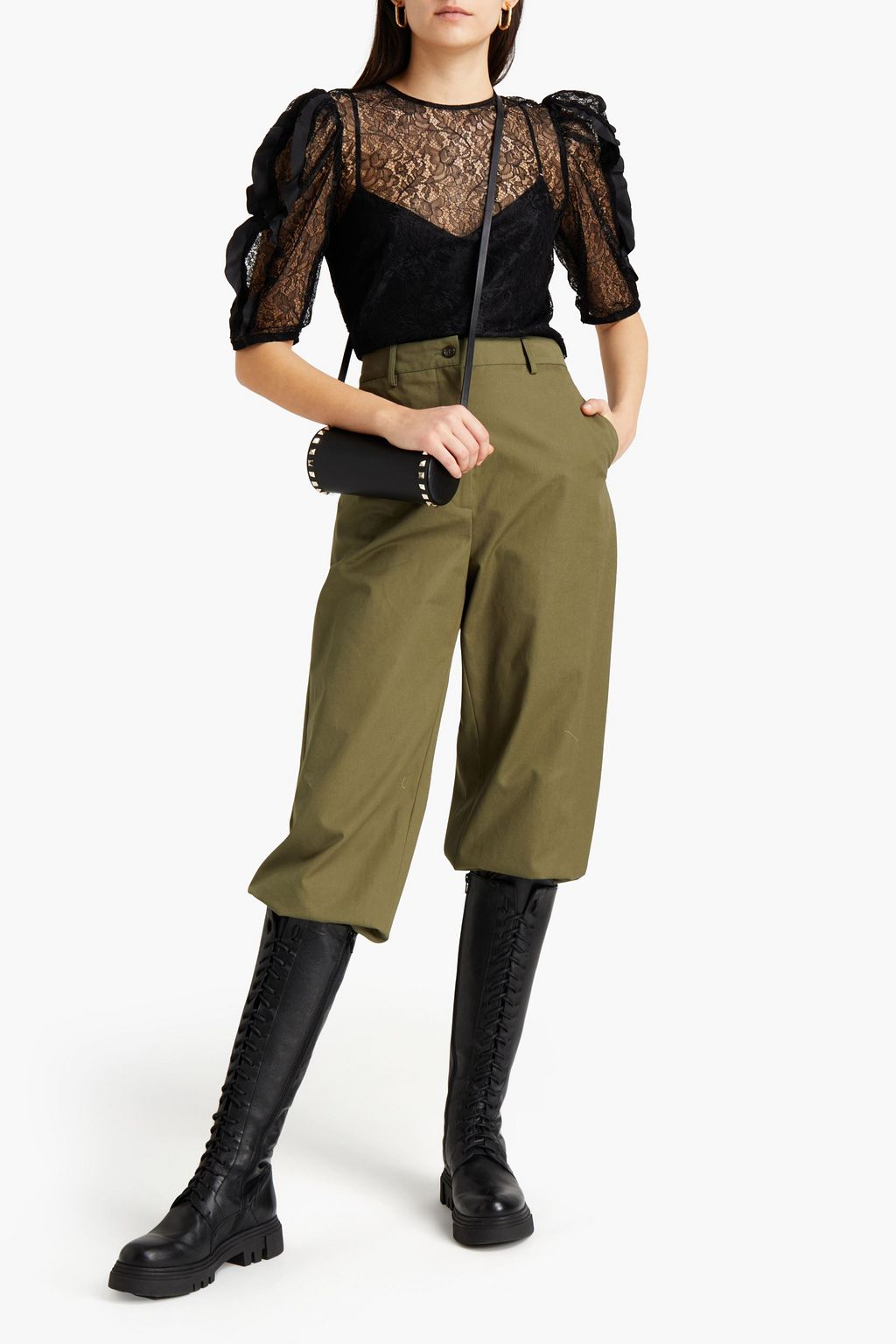 REDVALENTINO Cropped ruffled cady top