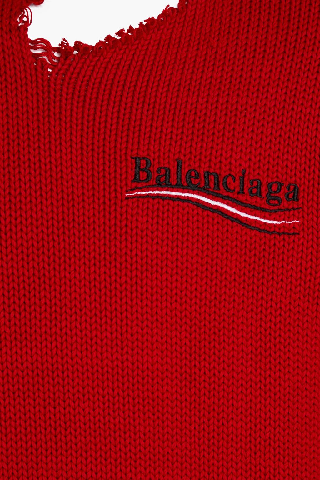 BALENCIAGA Distressed layered embroidered cotton hoodie