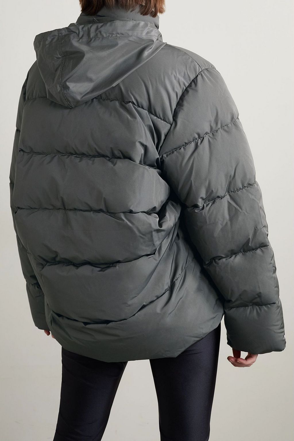 BALENCIAGA C-shape oversized hooded quilted shell jacket