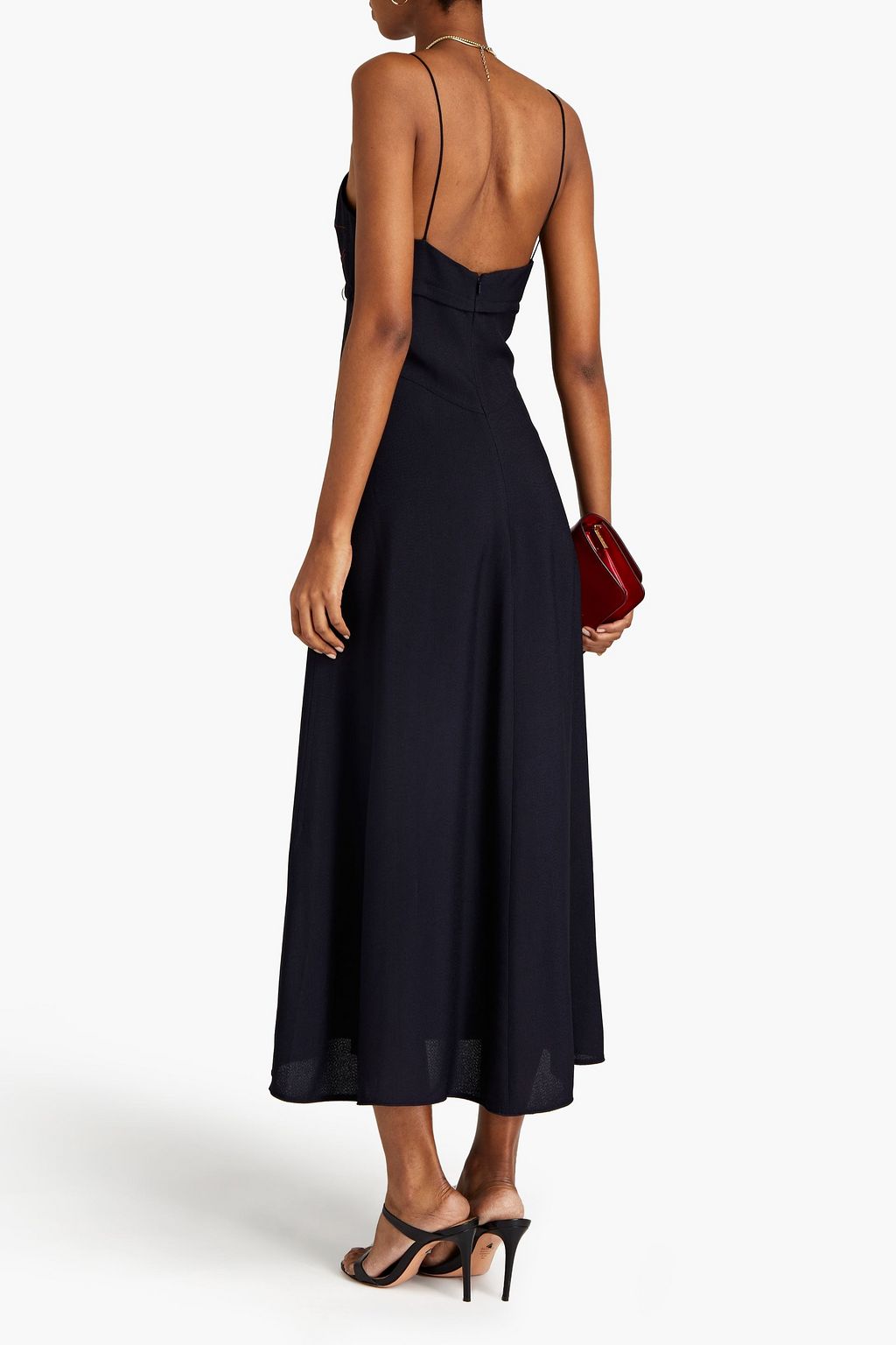 VICTORIA BECKHAM Topstitched crepe midi dress