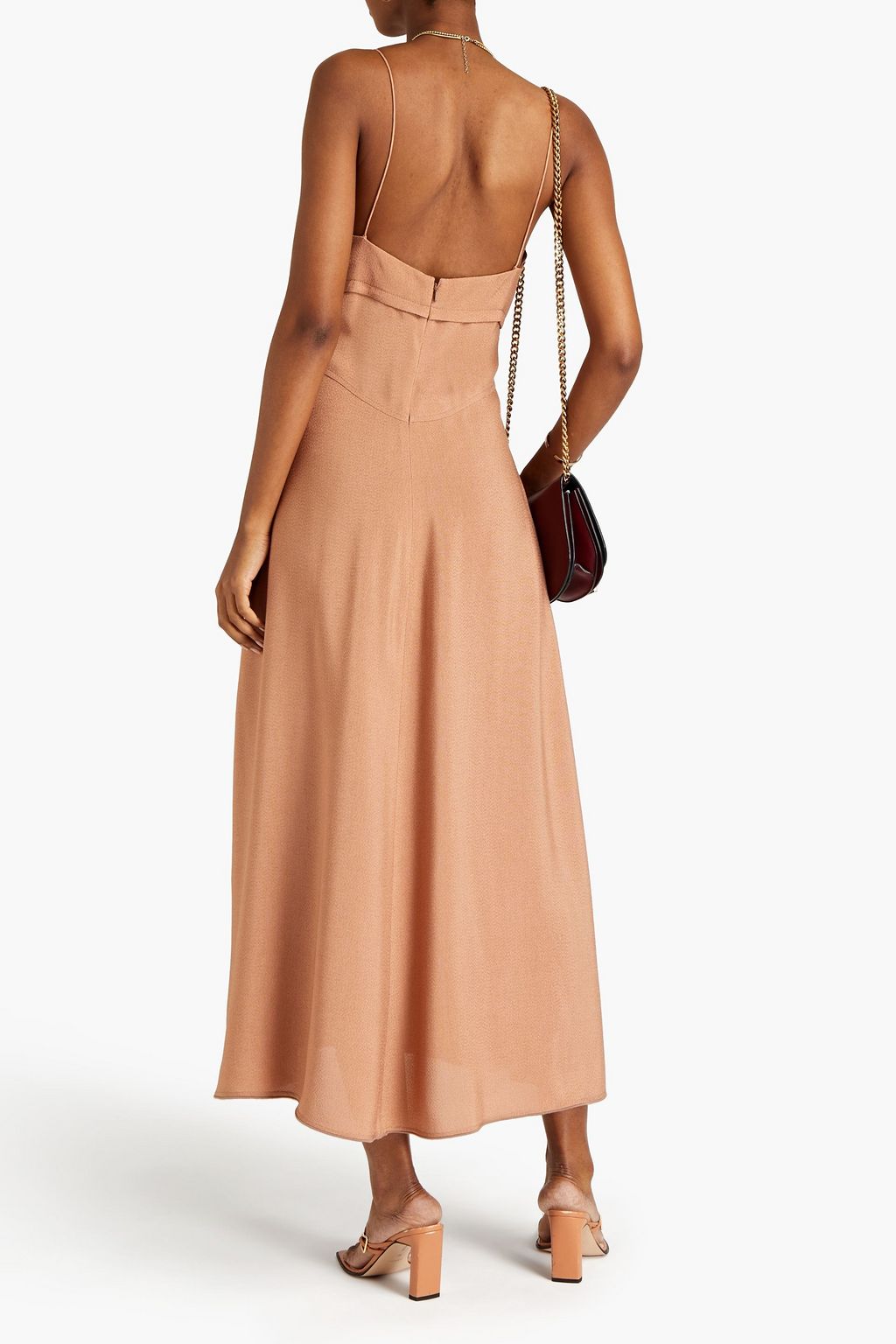 VICTORIA BECKHAM Topstitched crepe midi dress