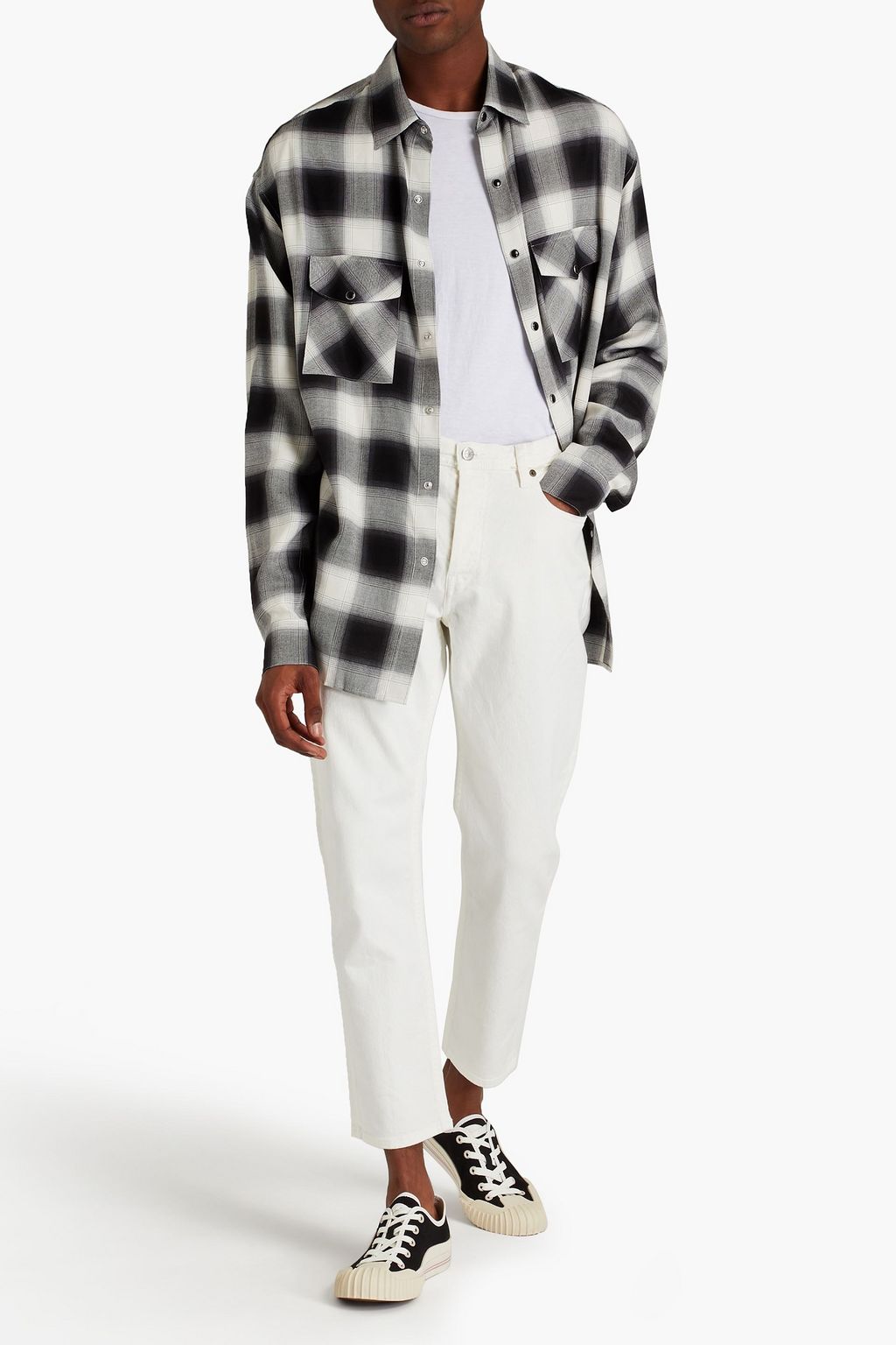 ACNE STUDIOS BLÅ KONST Slim-fit cropped printed faded denim jeans