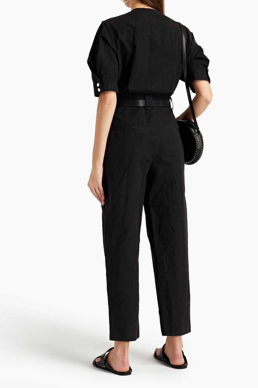 IRO Naoki cropped pleated cotton and linen-blend jumpsuit
