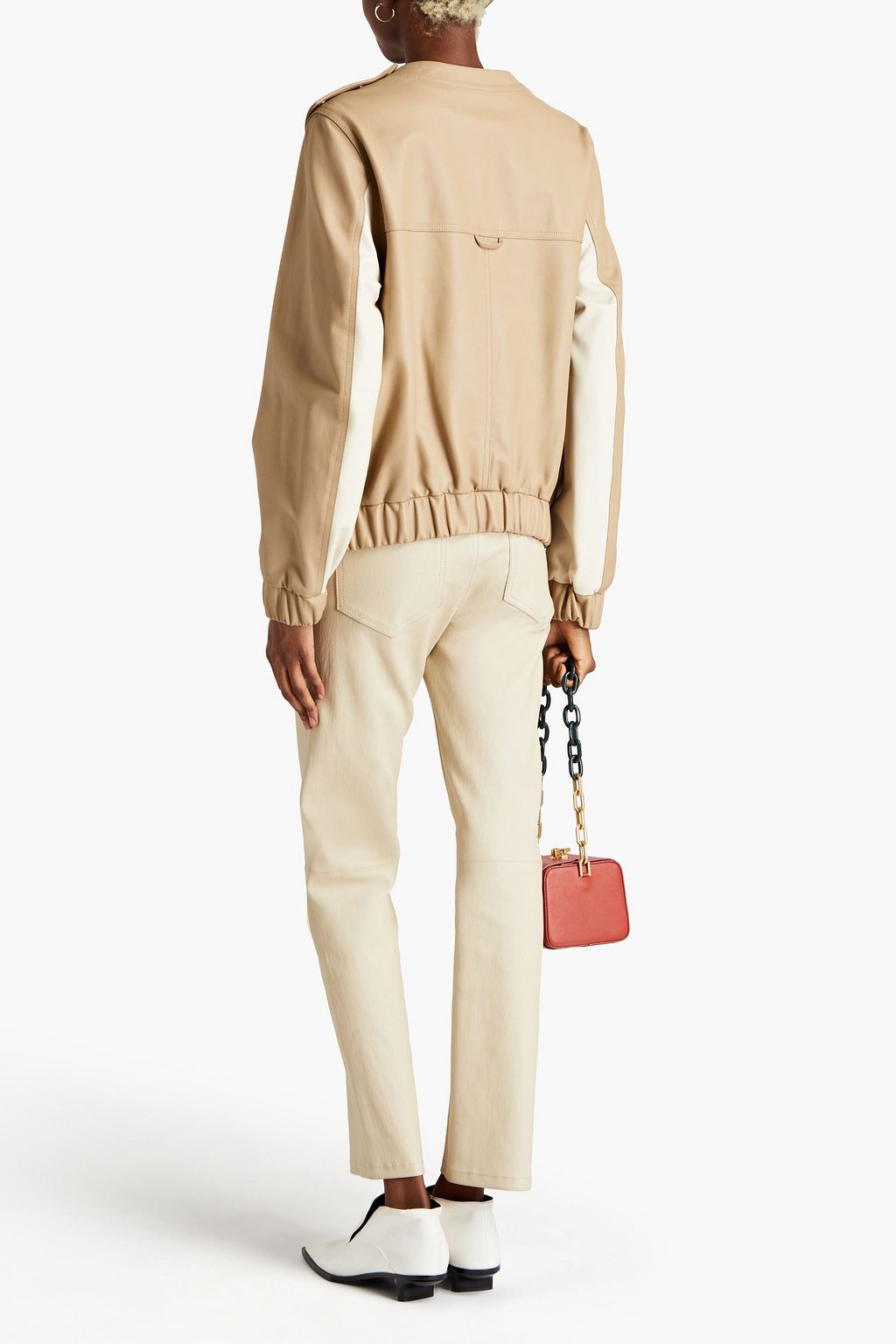 VICTORIA BECKHAM Gathered two-tone leather jacket