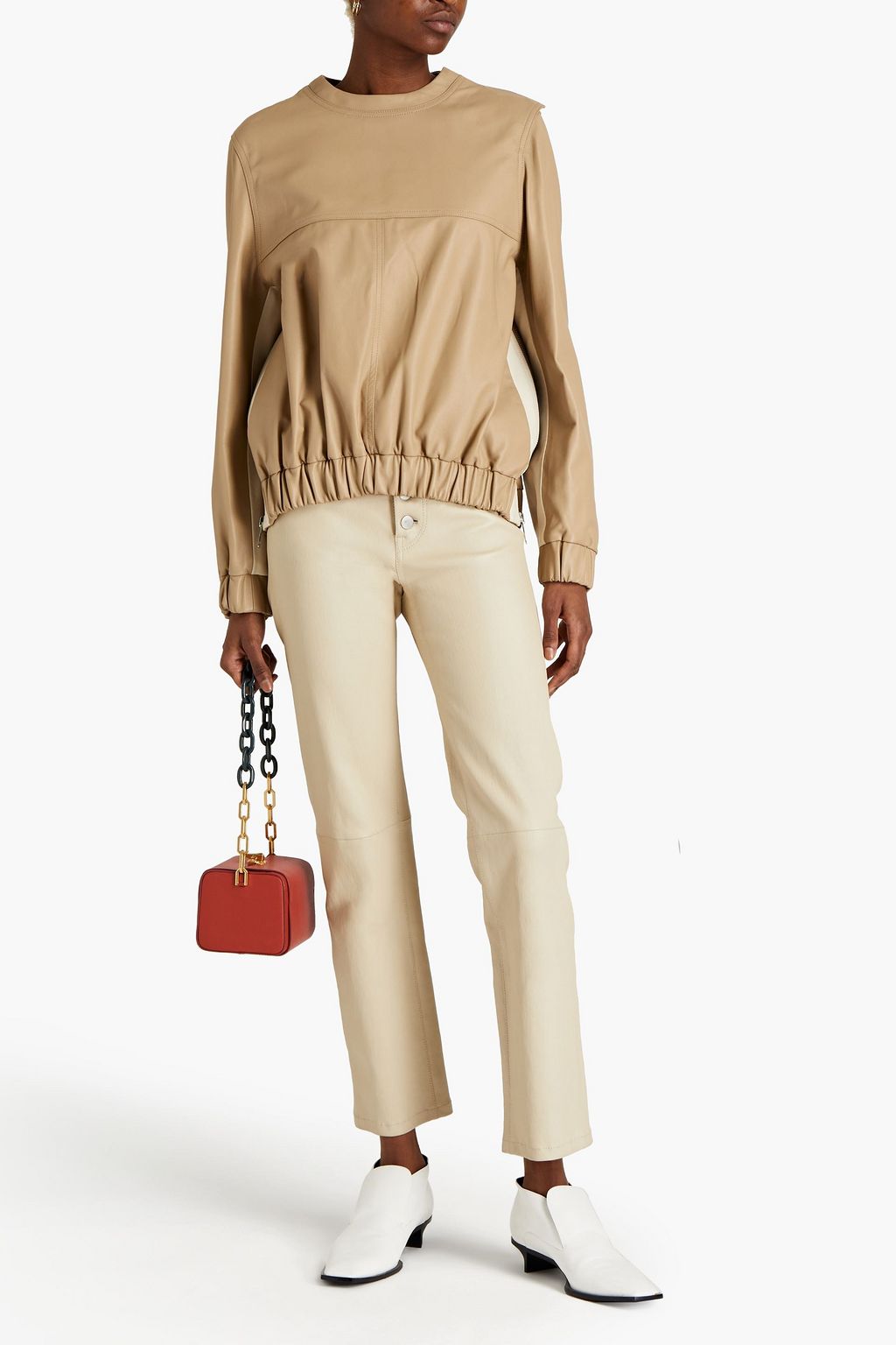 VICTORIA BECKHAM Gathered two-tone leather jacket