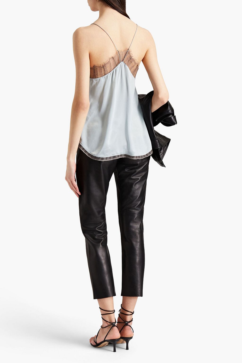 IRO Berwyn lace-trimmed silk-charmeuse camisole
