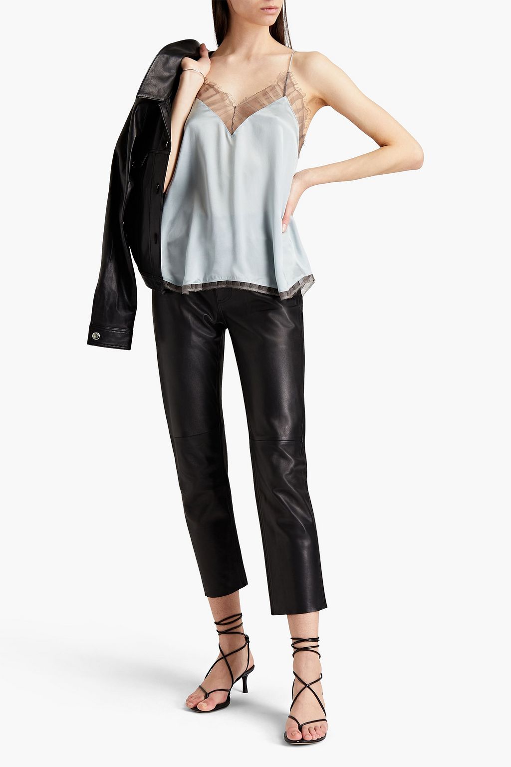 IRO Berwyn lace-trimmed silk-charmeuse camisole