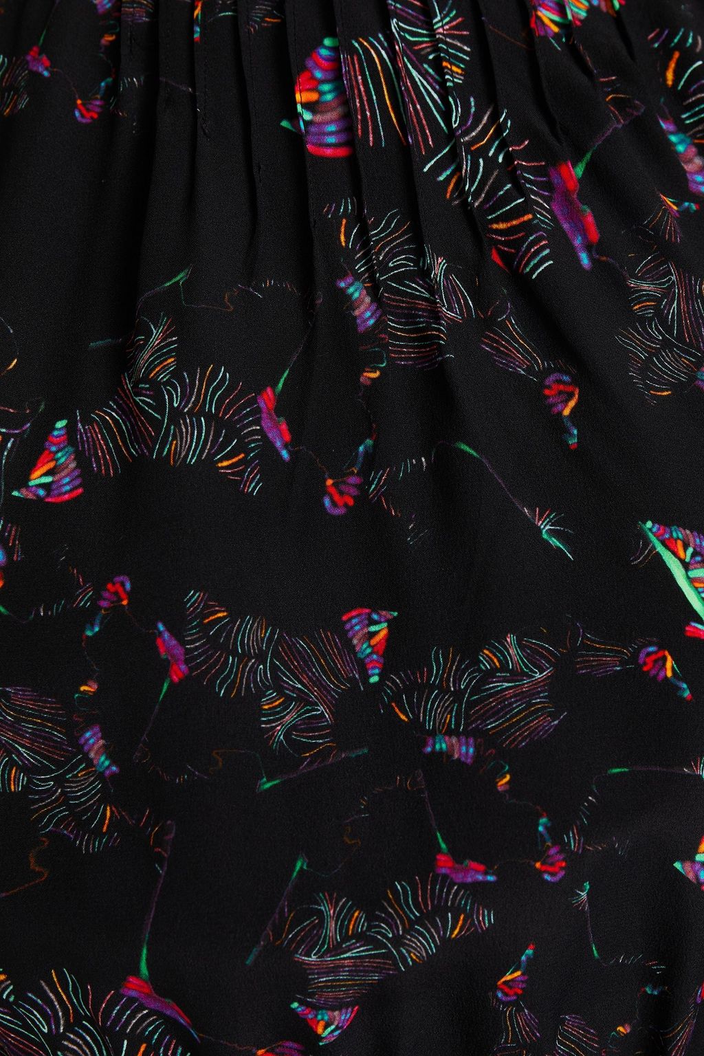 IRO Lorelli shirred printed silk-satin crepe blouse