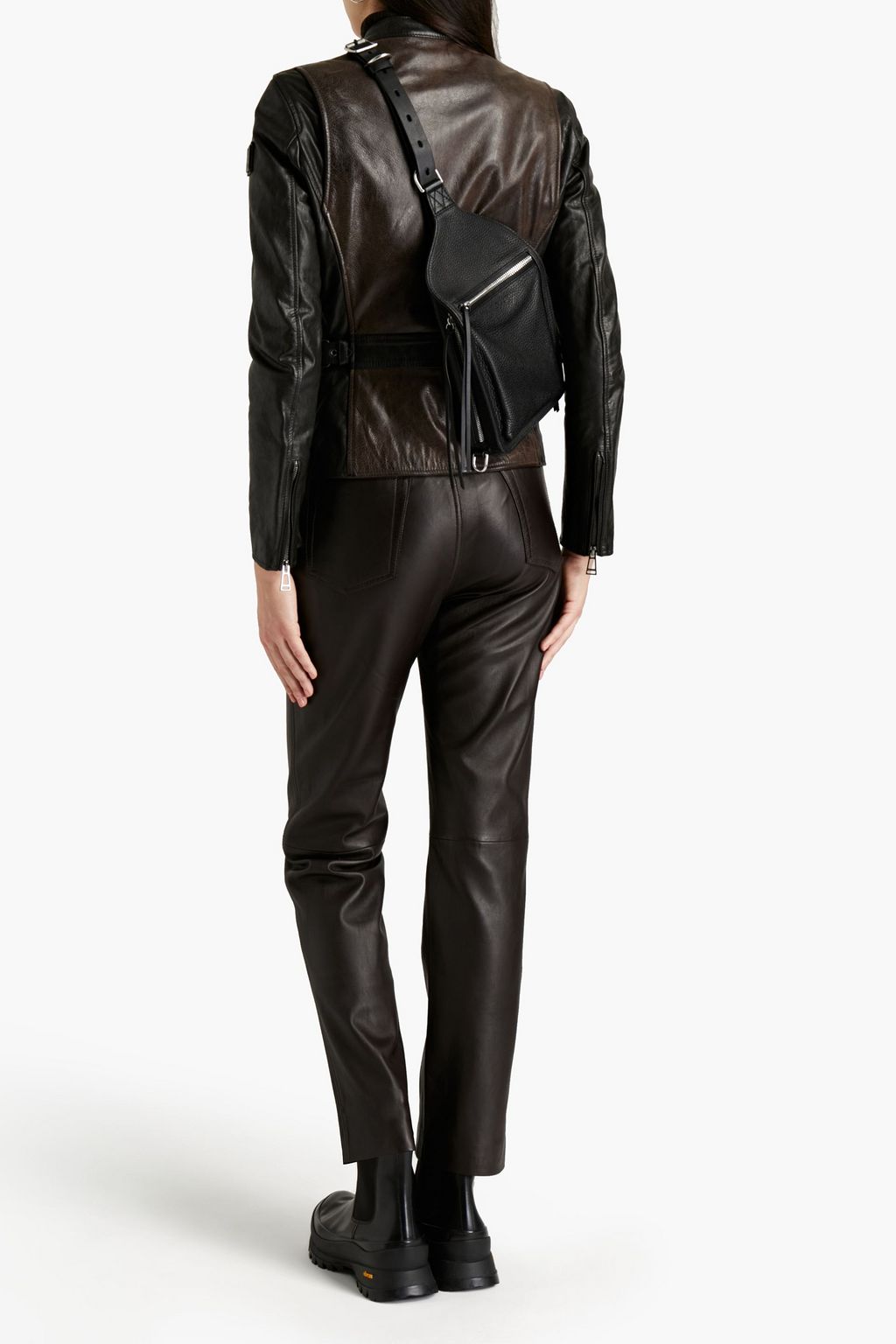 BELSTAFF Van two-tone pebbled-leather biker jacket