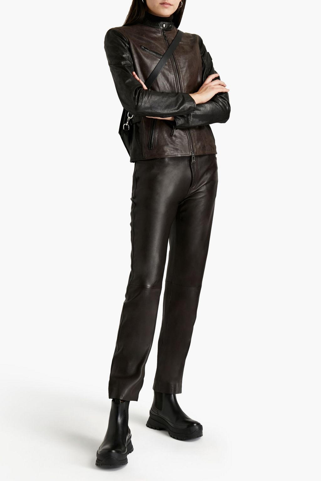 BELSTAFF Van two-tone pebbled-leather biker jacket