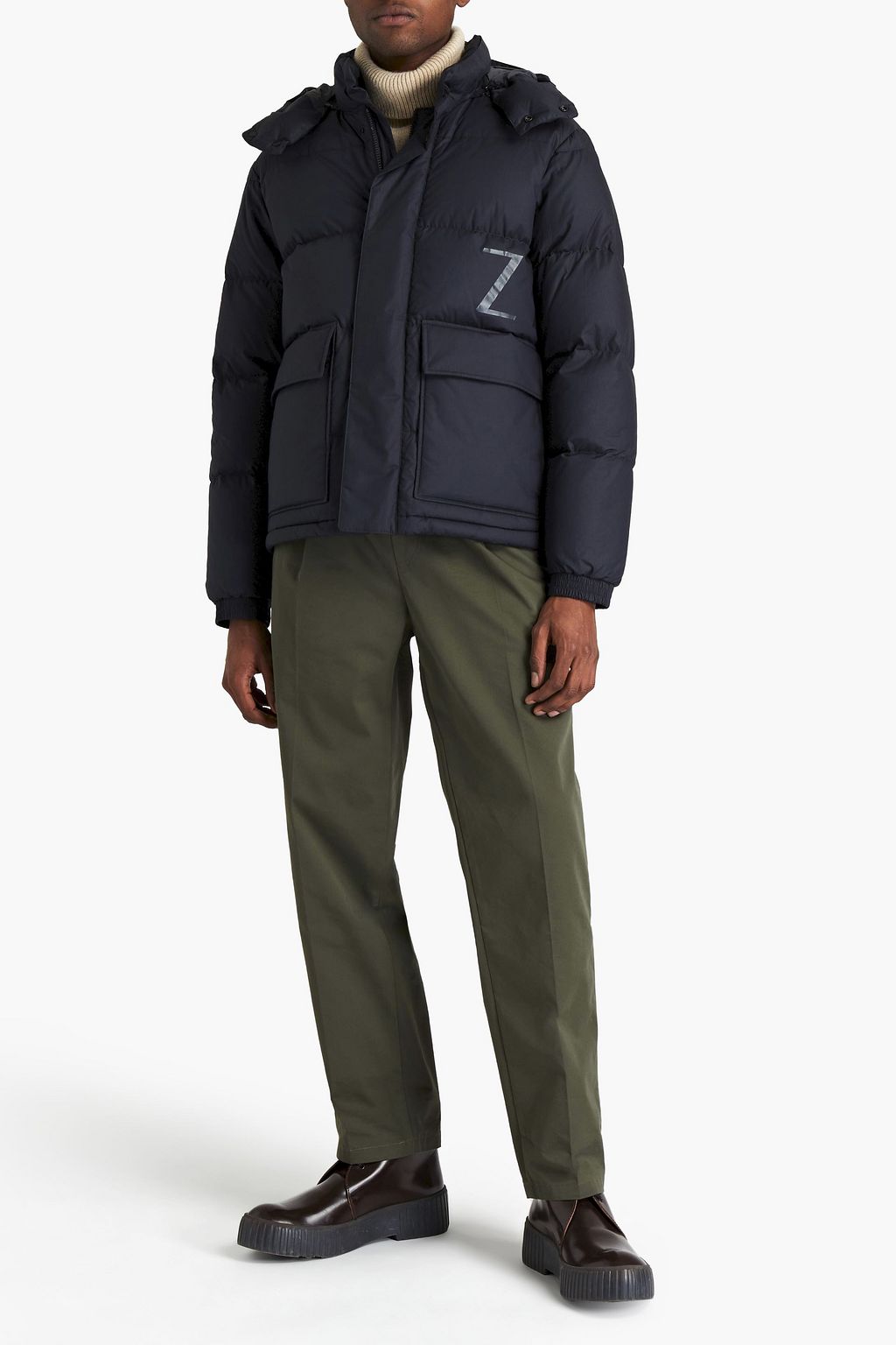Z ZEGNA Printed quilted cotton down hooded jacket
